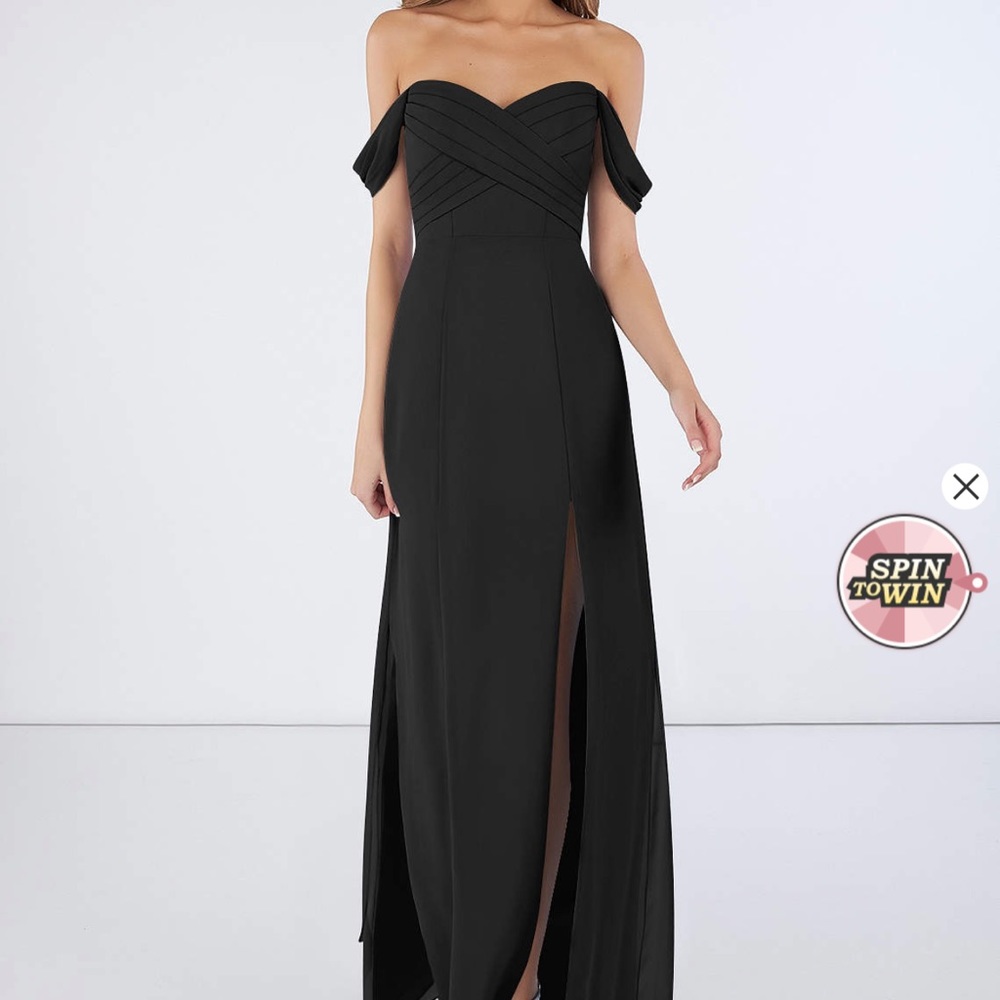 Azazie Black Off-Shoulder Maxi Dress